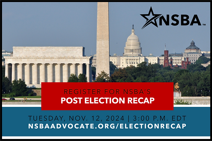 Registration link to NSBA's Post Election Recap - with picture of DC skyine in background